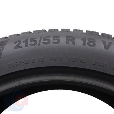 6. 4 x CONTINENTAL 215/55 R18 99V XL WinterContact TS850P Zima 7-7,8mm 2021 Jak Nowe