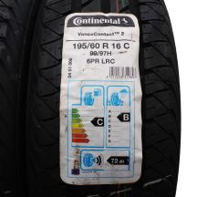 2. 4 x CONTINENTAL 195/60 R16C 99/97H VancoContact 2 Lato 2019, 2020 Jak Nowe Nieużywane