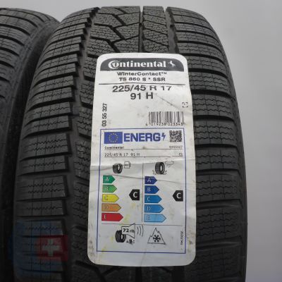 3. Opony 225/45 R17 4x CONTINENTAL 91H WinterContact TS860S RunFlat BMW Zimowe 2022 Jak Nowe Nieużywane 