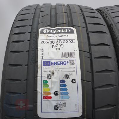 2. Opony 265/30 R22 2x CONTINENTAL 97Y XL SportContact7 Letnie 2023 Nieużywane